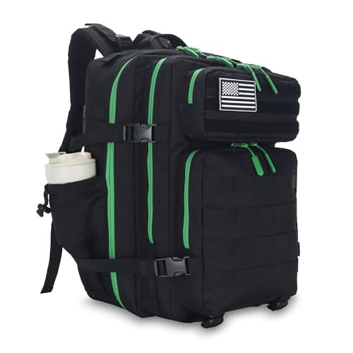 Lovelinks21 45L Tactical Assault Backpack - 3 Day Assault Pack with MOLLE Waterproof Rucksack (Back Green) - Image 1