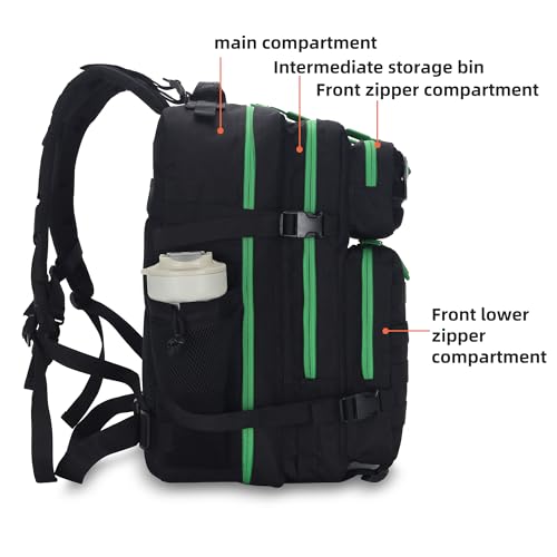 Lovelinks21 45L Tactical Assault Backpack - 3 Day Assault Pack with MOLLE Waterproof Rucksack (Back Green) - Image 4