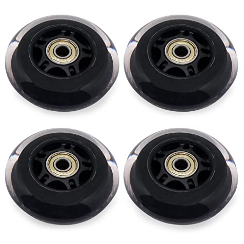 BENLIUDH Inline Skate Wheels With Bearings, 3 Inch Roller Blade 76mm Outdoor and Indoor Clear Wheels for Office Chairs, Luggage (4 Pack, Black) - Image 1