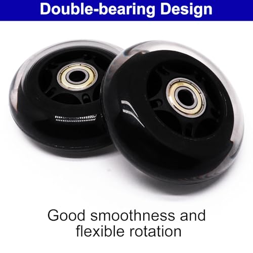 BENLIUDH Inline Skate Wheels With Bearings, 3 Inch Roller Blade 76mm Outdoor and Indoor Clear Wheels for Office Chairs, Luggage (4 Pack, Black) - Image 3