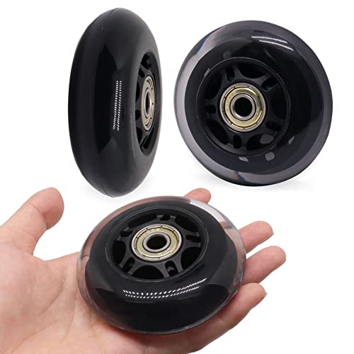 BENLIUDH Inline Skate Wheels With Bearings, 3 Inch Roller Blade 76mm Outdoor and Indoor Clear Wheels for Office Chairs, Luggage (4 Pack, Black) - Image 5