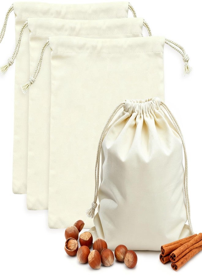 PrettyCare 15x13 Inch Reusable Cotton Storage Bags, 3-Pack Muslin Drawstring Bags for Bread, Potatoes, Onions, Produce; Biodegradable Canvas Fabric Sacks for Shoes, Laundry, Clothes, Travel Storage - Image 1