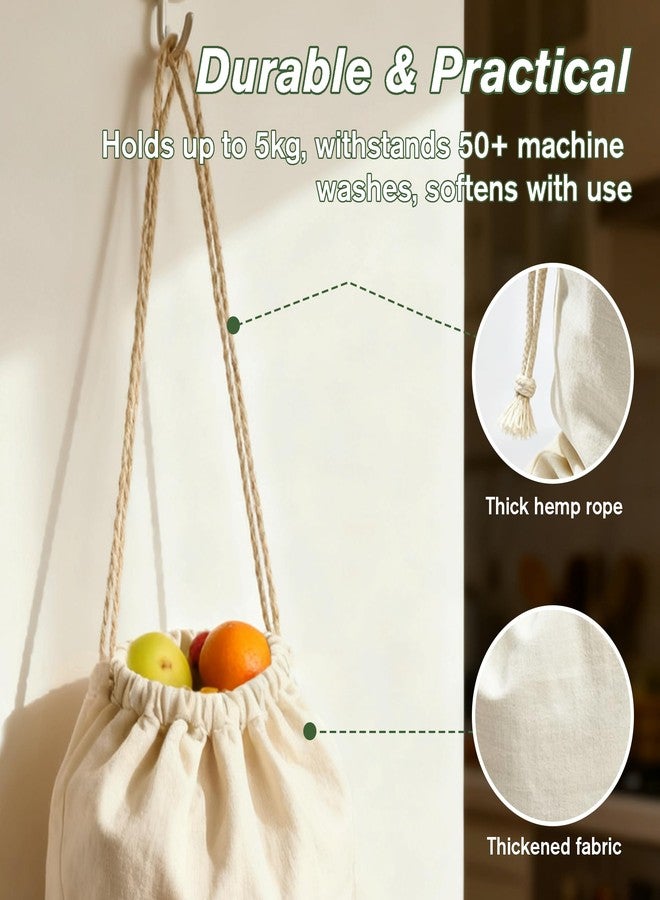 PrettyCare 15x13 Inch Reusable Cotton Storage Bags, 3-Pack Muslin Drawstring Bags for Bread, Potatoes, Onions, Produce; Biodegradable Canvas Fabric Sacks for Shoes, Laundry, Clothes, Travel Storage - Image 4
