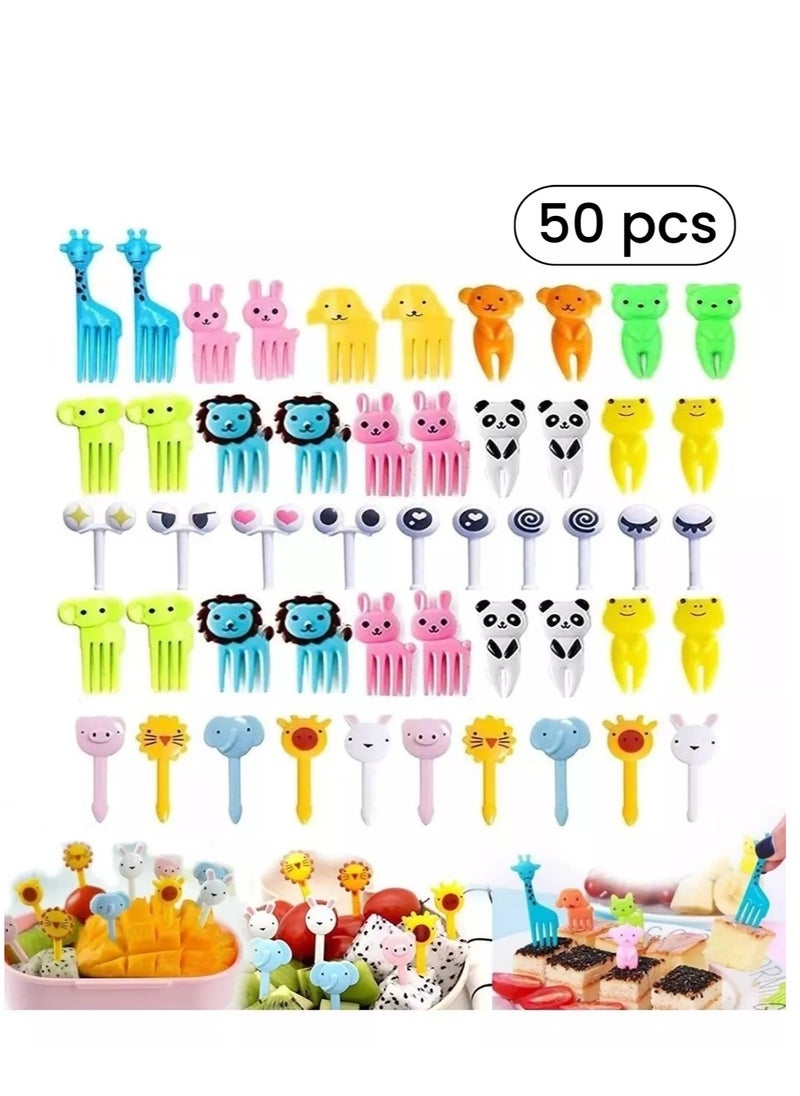 TFIXOL 50 pieces Cute Cartoon Animal Food Fruit Picks Forks for Kids Bento Box Lunch Box Fruit Party Picks Accessories  - Image 1