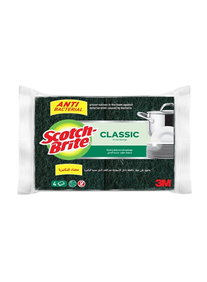 Scotch Brite Antibacterial Heavy Flat Laminate Saver Scrub Sponge with Antibacterial preservatives in the foam against deterioration caused by bacteria, Great for the Kitchen - Garage - Outdoors, General Purpose Cleaning, Food Safe, Non-Rusting. 4 units/pack - Image 1