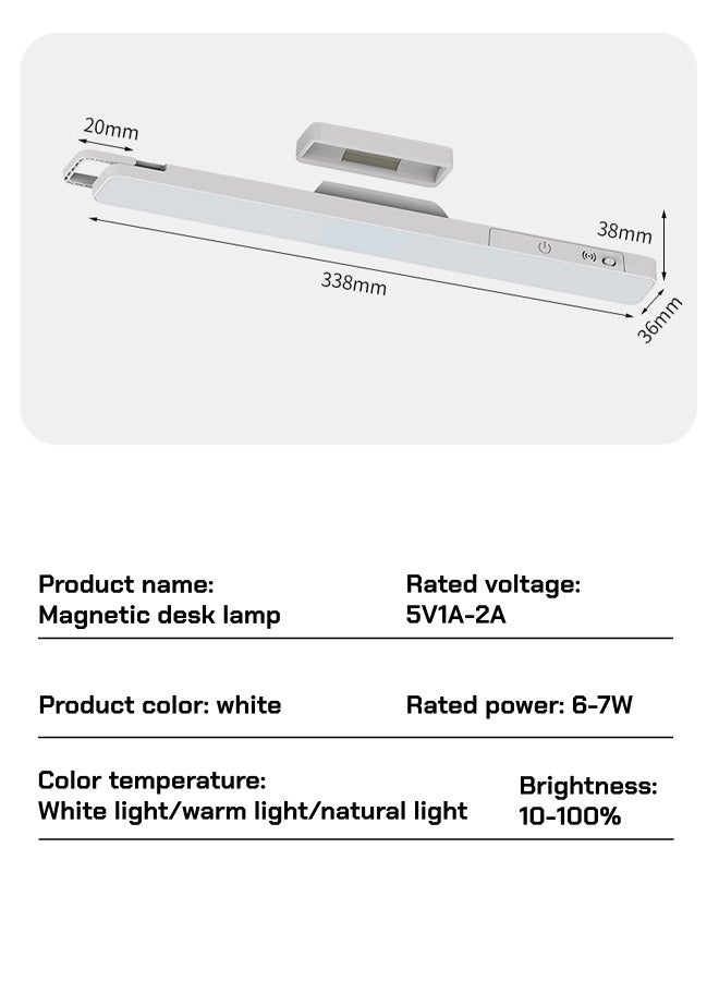 شريط إضاءة LED مغناطيسي قابل لإعادة الشحن تحت إضاءة الخزانة، شريط إضاءة جداري يعمل بالبطارية اللاسلكية، ضوء مرآة يعمل باللمس مع 3 أوضاع ألوان، مثالي لرفوف الحائط، والخزائن، والمرايا، وجانب السرير - Image 2
