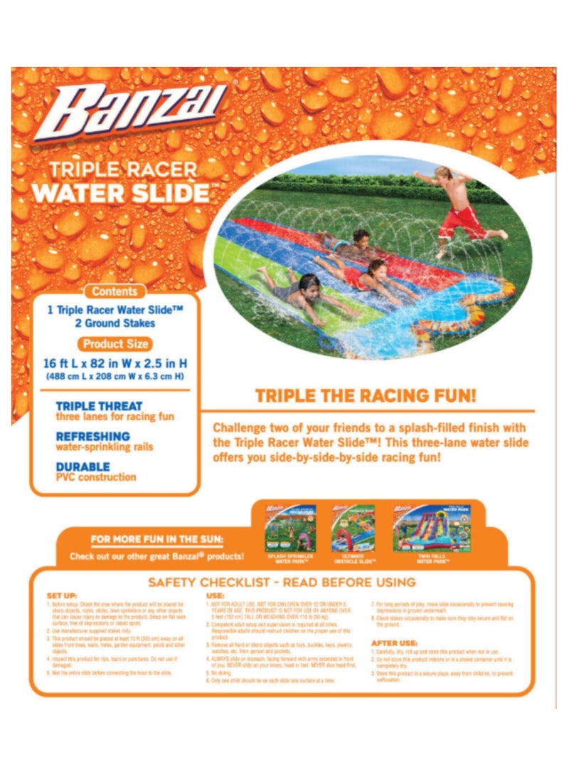Banzai Banzai Triple Racer Water Slide - 16Ft (L) - Image 2