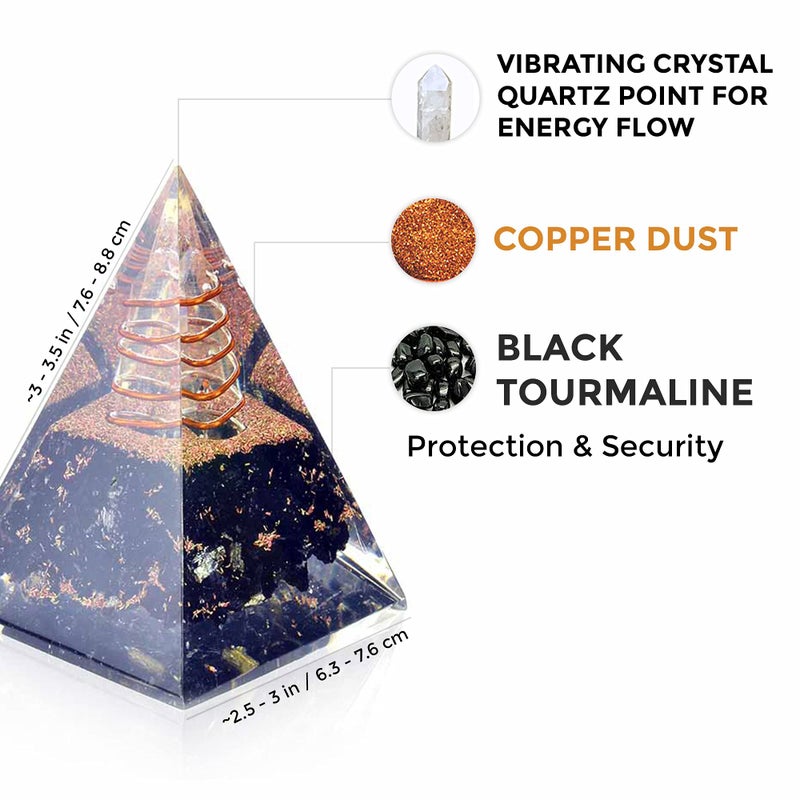 Orgonite Crystal Orgone Pyramid-Black Tourmaline-Crystal-Chakra Balancing Orgone Energy Generator- Nubian Orgonite Pyramid for Spiritual Healing, Meditaion, Yoga, Reiki Gifts, Office and Home Decor - Image 2
