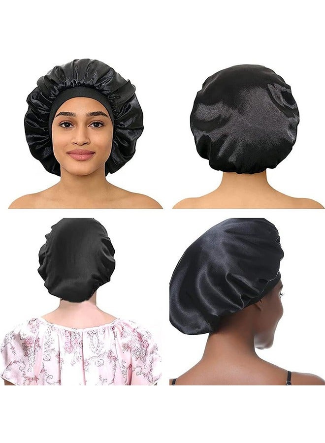 4 Pieces Satin Sleep Bonnet Hair Care Elastic Beauty Cap Sleeping Hairt - Image 2