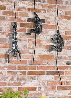 HOME TASTE Hometaste Rock Climber Sculpture Statue Resin Made Climbing Man Wall Art Climbing Wall Sculptures Statues Climbing Character Sculpture Wall Hanging Unique Climber Sculpture 3 Set 