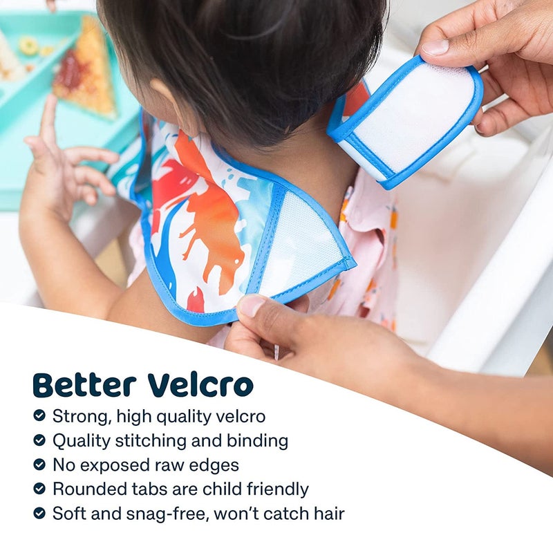 Tiny Twinkle Mess-Proof Baby Bib - Waterproof Bib for Baby Boy or Girl - Machine Washable - Adjustable Closure - PVC, BPA,  Phthalate Free - Great for Travel - Baby Food Bibs (3 Pack, Checkers Boy) - Image 3