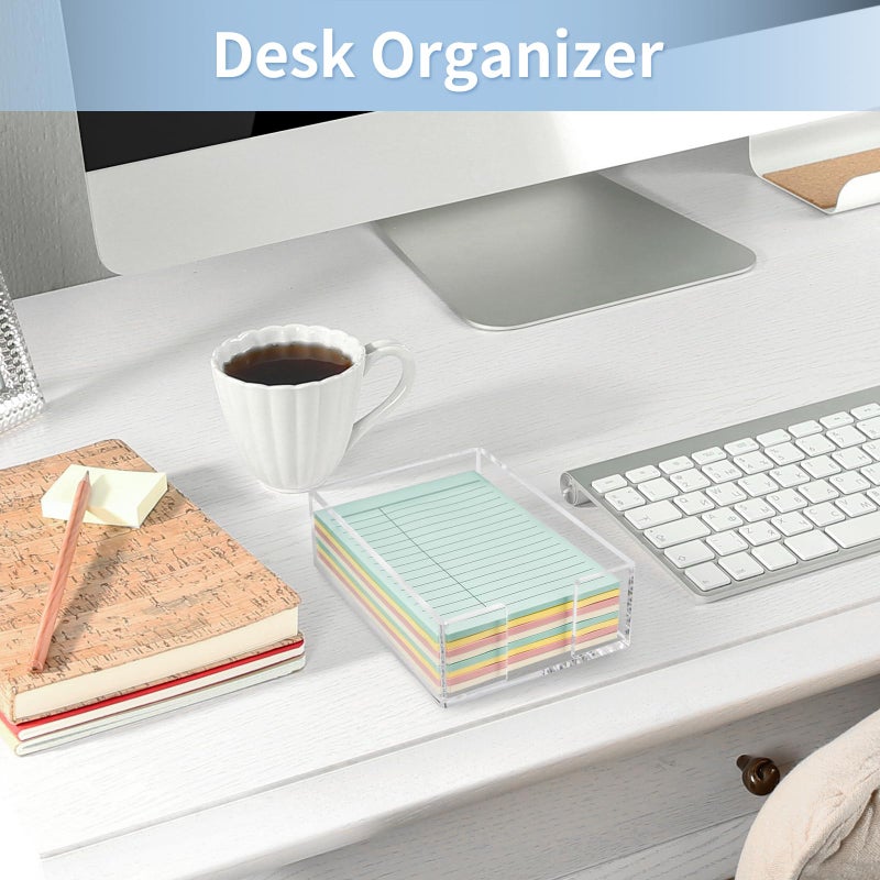 Tecreddy Acrylic Sticky Note Holder, 4 x 6 Crystal Clear Sticky Note Dispenser Acrylic Notepad Holder for School Home Office Desk Organization - Image 5