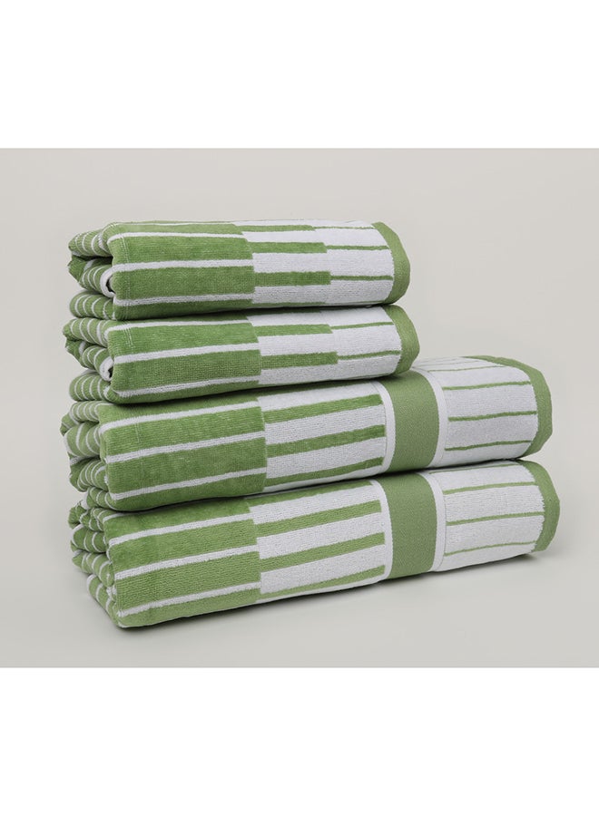 White Rose Towel 4 Piece Bathroom  Set - SPRING COLLECTION - 450 GSM - 100% Cotton Velour - 2 Bath  70X140 cm & 2 Hand  50x90 cm -MultiColour - Modern Stripe Design - Luxury Touch - Extra Absorbent  - Image 3