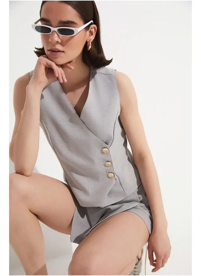 JUNE June Shorts & Skirt Vest Set Light Grey