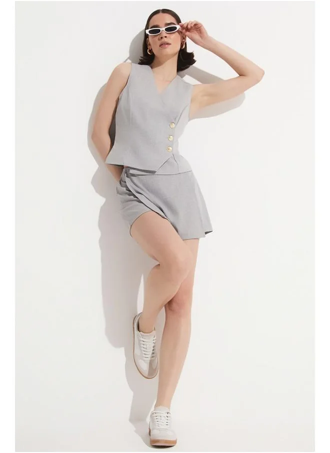JUNE June Shorts & Skirt Vest Set Light Grey