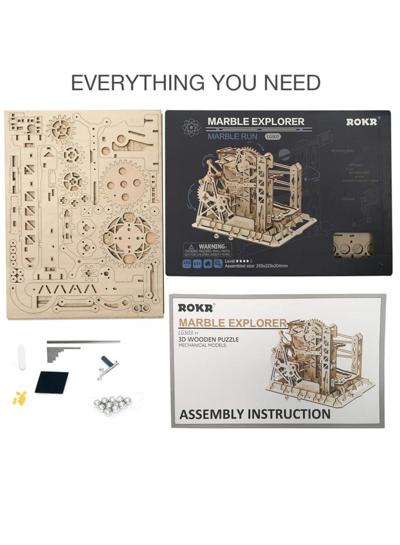 Robotime ROKR Marble Explorer Swingback Wall Marble Run LG503,3D Wooden Puzzles for Adults/Teens, Creative Home Decor, Unique Gift for Craft Hobby Adults/Teens - Image 4