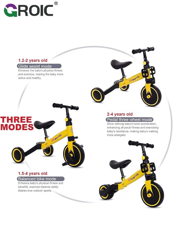 GROIC دراجة أطفال 3 في 1 للأطفال، دراجة ثلاثية العجلات للأطفال الصغار، دراجة ثلاثية العجلات للأطفال، تدريب التوازن، دواسات قابلة للإزالة، دراجة توازن ثلاثية العجلات للأطفال - Image 2