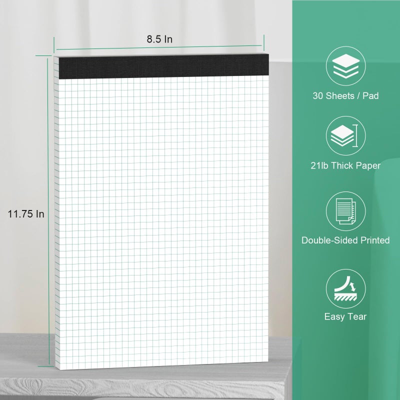 Nichela 3 Pack Graph Paper Pad 8.5 x 11 Quad Ruled Graph Pads 4x4, White Grid Paper Pad Letter Size 8.5 x 11-Inch, Micro-Perforated Graph Paper Notebook Square Math Paper Writing Pads for Office School - Image 2