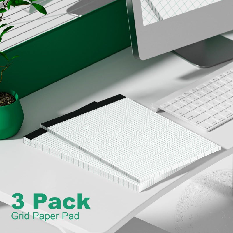 Nichela 3 Pack Graph Paper Pad 8.5 x 11 Quad Ruled Graph Pads 4x4, White Grid Paper Pad Letter Size 8.5 x 11-Inch, Micro-Perforated Graph Paper Notebook Square Math Paper Writing Pads for Office School - Image 5