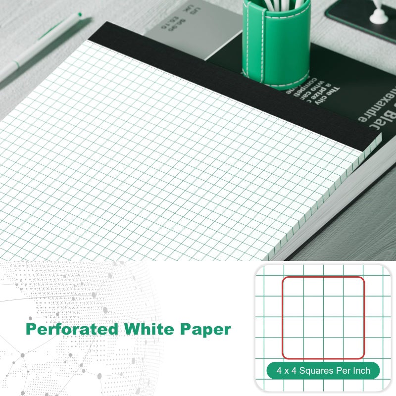 Nichela 3 Pack Graph Paper Pad 8.5 x 11 Quad Ruled Graph Pads 4x4, White Grid Paper Pad Letter Size 8.5 x 11-Inch, Micro-Perforated Graph Paper Notebook Square Math Paper Writing Pads for Office School - Image 3