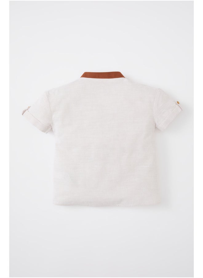 DeFacto - Babyboy Regular Fit Shirt Neck Woven Short Sleeve Shirt - Image 1