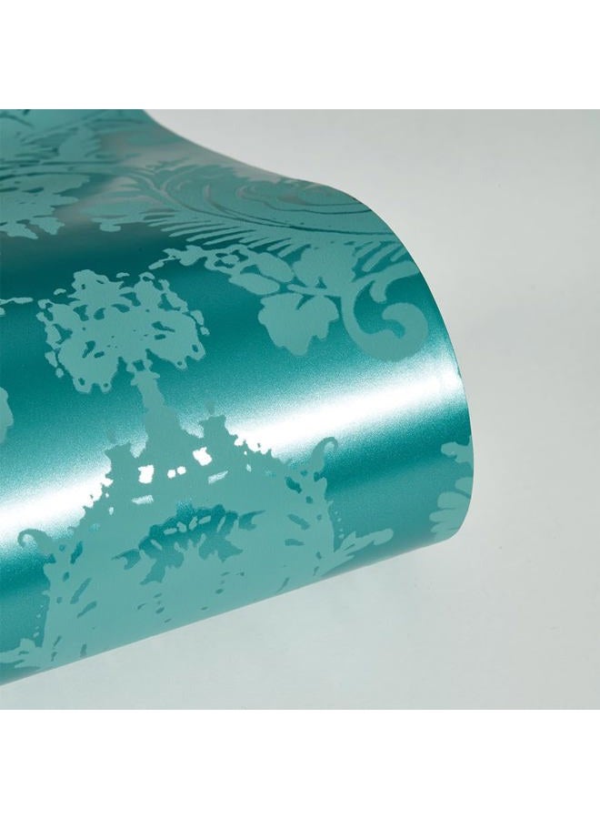 Tempaper Teal Damsel Removable Peel and Stick Damask Wallpaper, 20.5 in X 16.5 ft, Made in The USA - Image 5