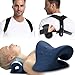 iBYWM Neck Stretcher Posture Corrector for Women and Men Cervical Traction for Spine Alignment Adjustable Upper Back Brace Elastic Support for Shoulder Back Pain Relief Dark Blue - Image 1