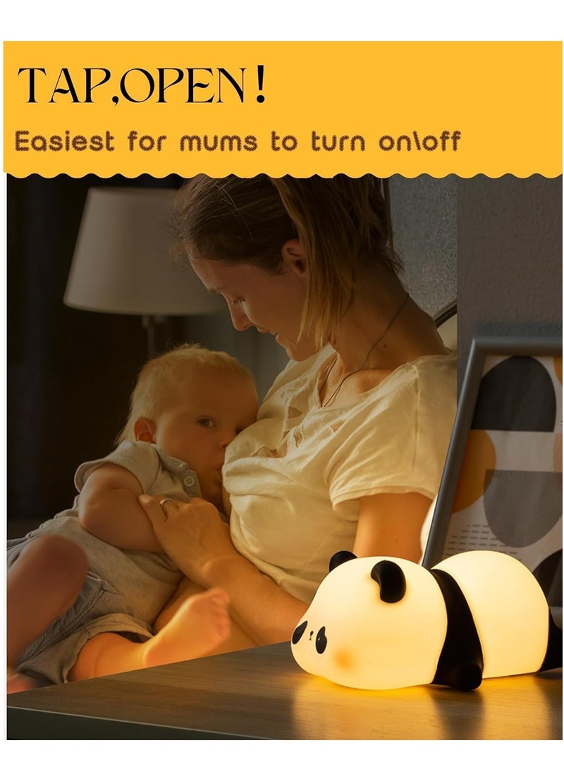 TIGER LED Cute Panda Night Light, 3-Level Dimmable Nursery Night Light, Squishy Silicone Night Light, Rechargeable Bedside Touch Lamp, Soft & Safe Night Light for Boys, Girls, Baby & Children, Perfect Room Decor & Gift  - Image 2