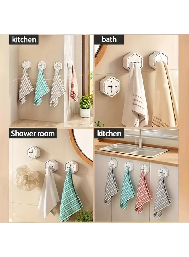 4 Pcs Modern Classic Hexagonal Bathroom Towel Rack Set Wall Mounted Space Saving Shelf And Towel Holder With Adhesive Or Screw Mount Durable Plastic Multi Room Organizer For Shower Bathtub Powder Room Easy Install No Drilling Required - Image 2