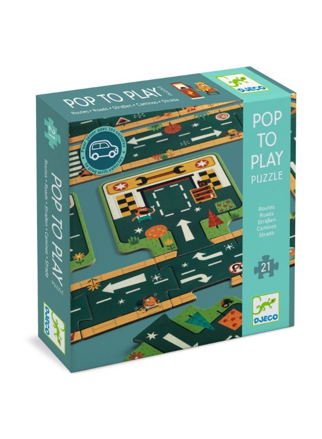 DJECO Pop To Play - Road Floor Puzzle - 21Pcs - Image 2