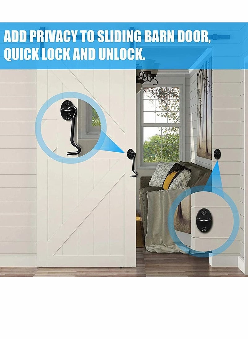 Y&D 3Pack Privacy Hook and Eye Latch Door 4” for Upgrade Heavy Duty Barn Lock, Gate Latch, Cabin Hooks with mounting Screw, Best Sliding Door, Bathroom, Window (Black)  - Image 3