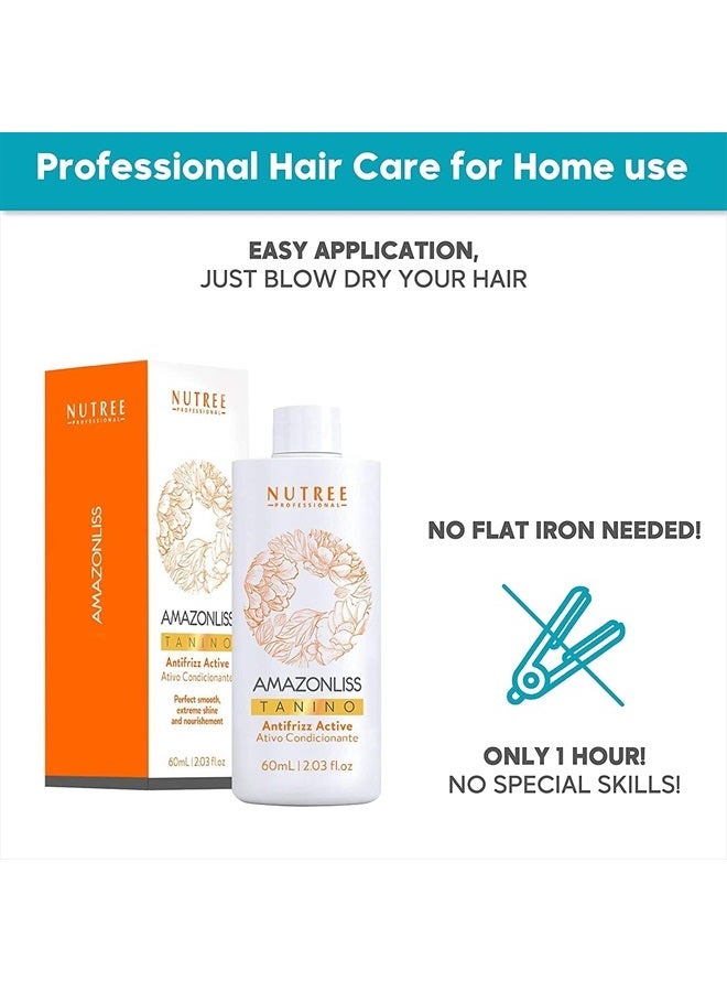 Amazonliss Hair Straightening Brazilian Treatment Tanino - Taninoplastia Hair Treatment - Smoothing, Hydrating, Repairing, Extreme Shine Effect - Formaldehyde Free - 2.03 Fl.oz (Tanino) - Image 2