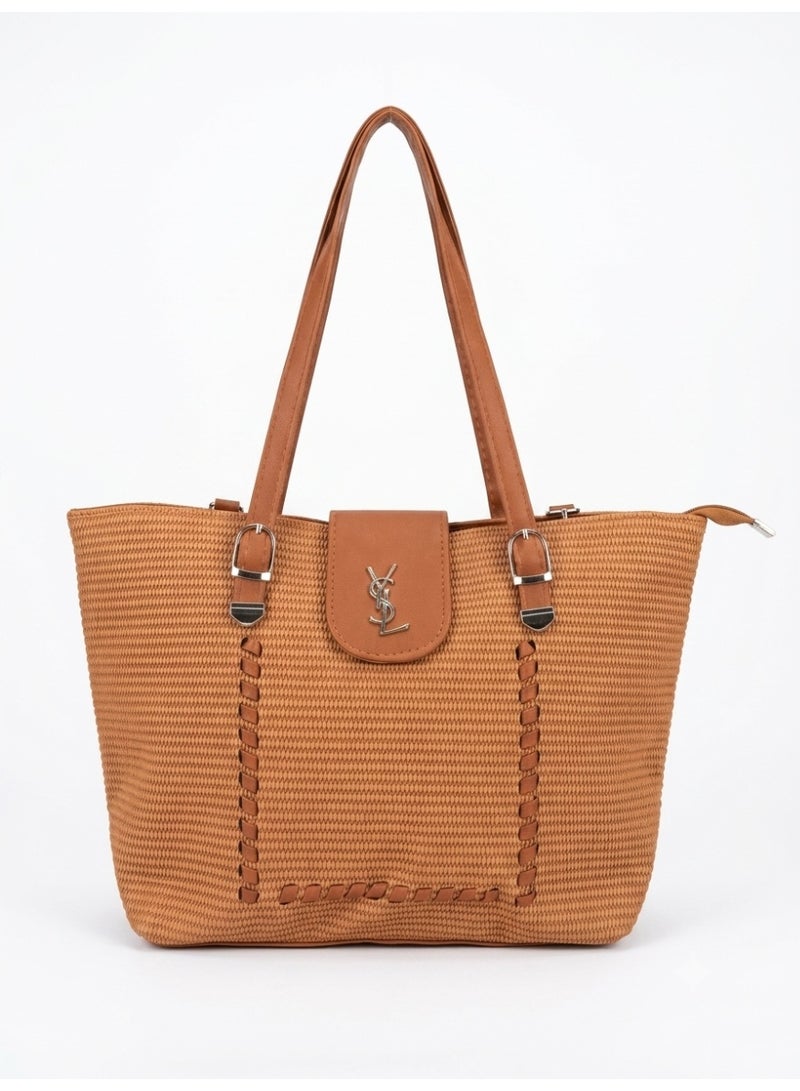 Women's Handbag, Elegant Design,with Detachable Strap and Multiple Inner Pockets (Camel)