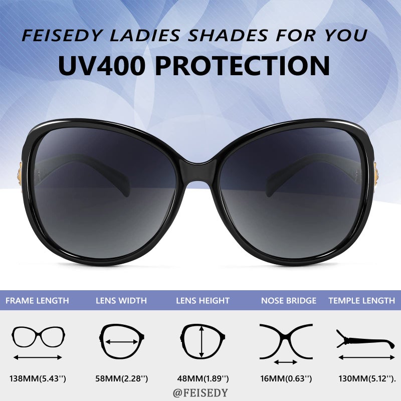 FEISEDY Women Oversized Polarized Sunglasses Ladies Large Shades Classic Fox Sunglasses B2730 - Image 5