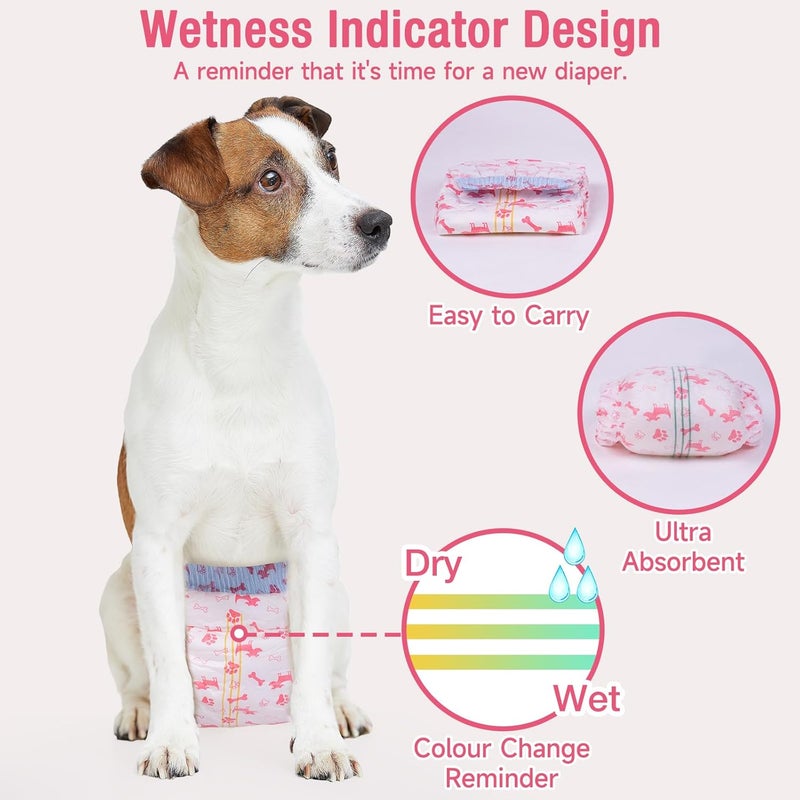 Pet Soft Disposable Dog Diapers - Female Dog Diapers with Adjustable Foam Tail Hole, Ultra Protection Puppy & Cat Diapers Wetness Indicator for Dogs in Heat or Incontinence, 20pcs (XS,Red) - Image 3