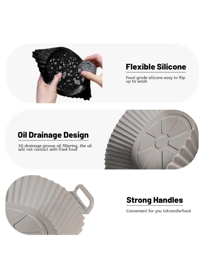 Arabest 2 Pack Silicone Air Fryer Liners for 3-5 QT, Reusable Oven Microwave Accessories, Better Than Disposable Paper (Gray & Black, 7.87*6.69*1.97 Inches) - Image 4