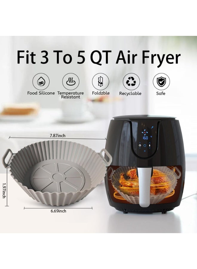 Arabest 2 Pack Silicone Air Fryer Liners for 3-5 QT, Reusable Oven Microwave Accessories, Better Than Disposable Paper (Gray & Black, 7.87*6.69*1.97 Inches) - Image 2