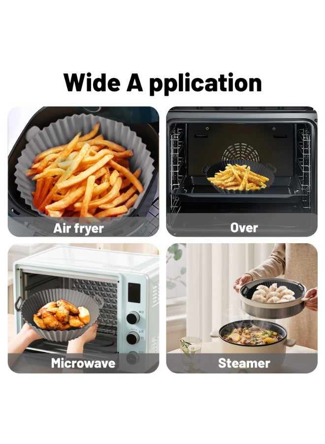 Arabest 2 Pack Silicone Air Fryer Liners for 3-5 QT, Reusable Oven Microwave Accessories, Better Than Disposable Paper (Gray & Black, 7.87*6.69*1.97 Inches) - Image 5