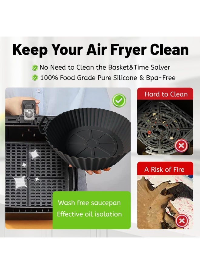 Arabest 2 Pack Silicone Air Fryer Liners for 3-5 QT, Reusable Oven Microwave Accessories, Better Than Disposable Paper (Gray & Black, 7.87*6.69*1.97 Inches) - Image 3