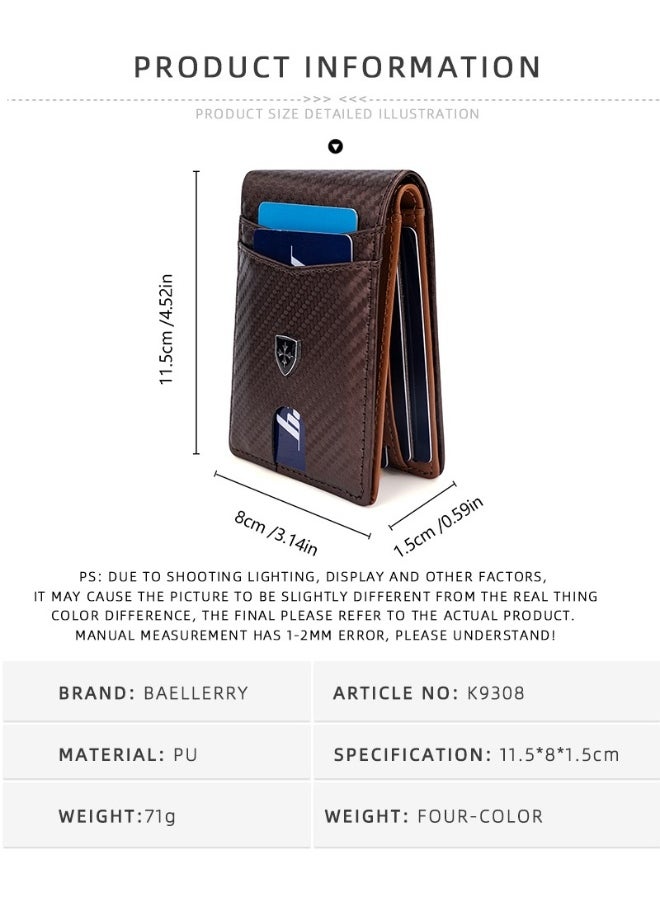 baellerry Men's Wallet Carbon Fiber Multi-card Wallet Multi-functional Thin RFID Anti-magnetic Card Bag  - Image 5