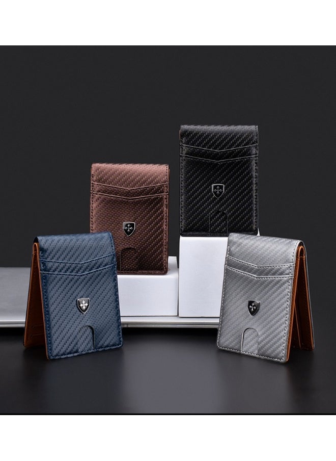 baellerry Men's Wallet Carbon Fiber Multi-card Wallet Multi-functional Thin RFID Anti-magnetic Card Bag  - Image 4