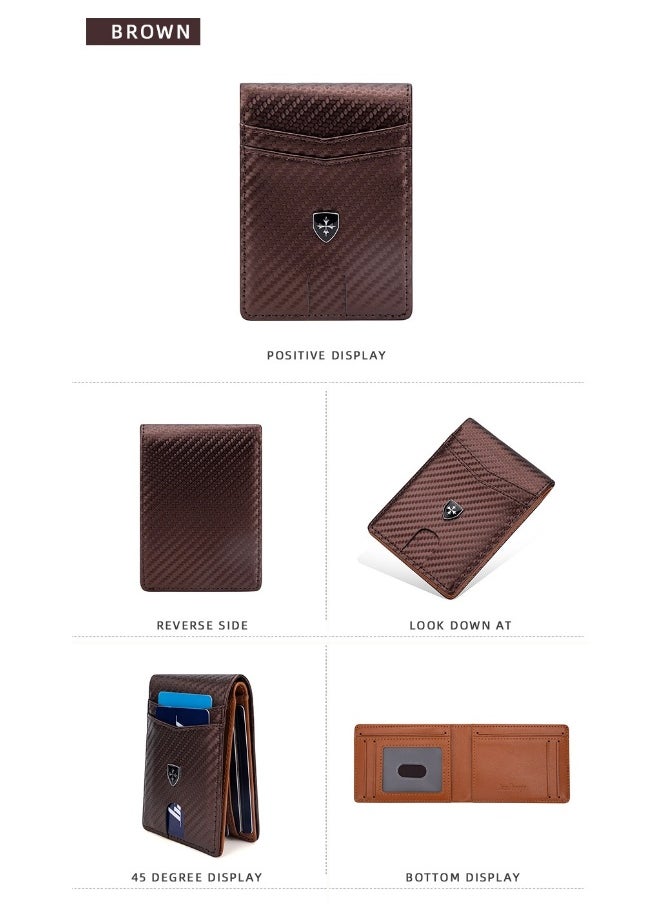 baellerry Men's Wallet Carbon Fiber Multi-card Wallet Multi-functional Thin RFID Anti-magnetic Card Bag  - Image 3