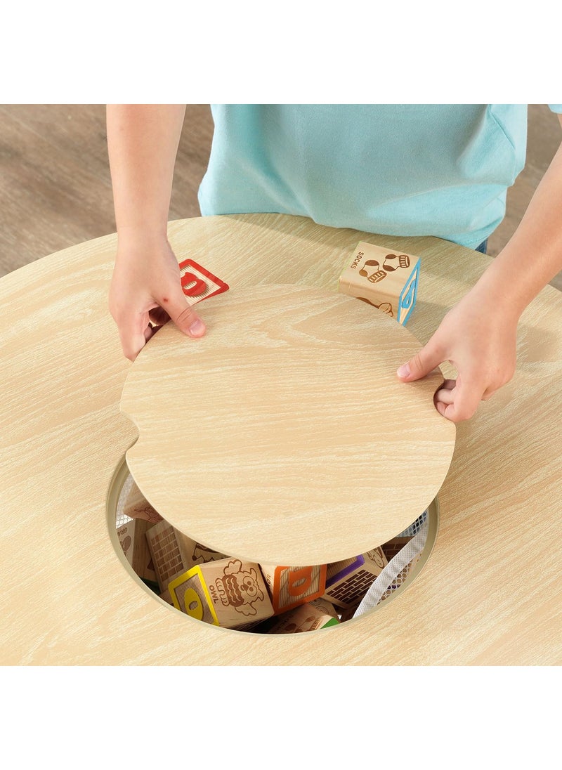 KidKraft KidKraft Wooden Round Table  2 Chair Set with Center Mesh Storage  Natural  White Gift for Ages 36  - Image 3