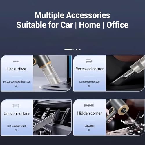 MILAGROW Duster Gold Portable Vacuum Cleaner with 6500Pa Suction, Handheld Portable Vacuum Cleaner & Blower, Cordless & Rechargeable with Multipurpose Accessories for Car/Home/Office/Outdoors - Image 5