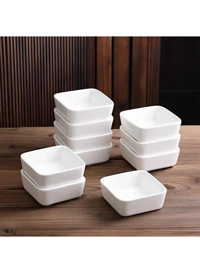 4pcs White Ceramic Small Dishes Square Round Condiment Bowls For Sauces Kimchi BBQ - Image 4