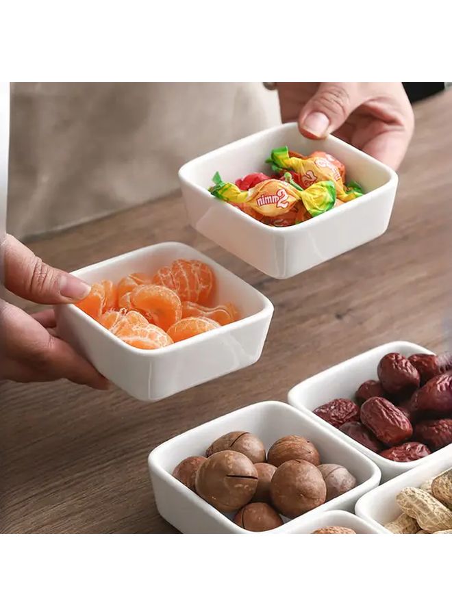4pcs White Ceramic Small Dishes Square Round Condiment Bowls For Sauces Kimchi BBQ - Image 3