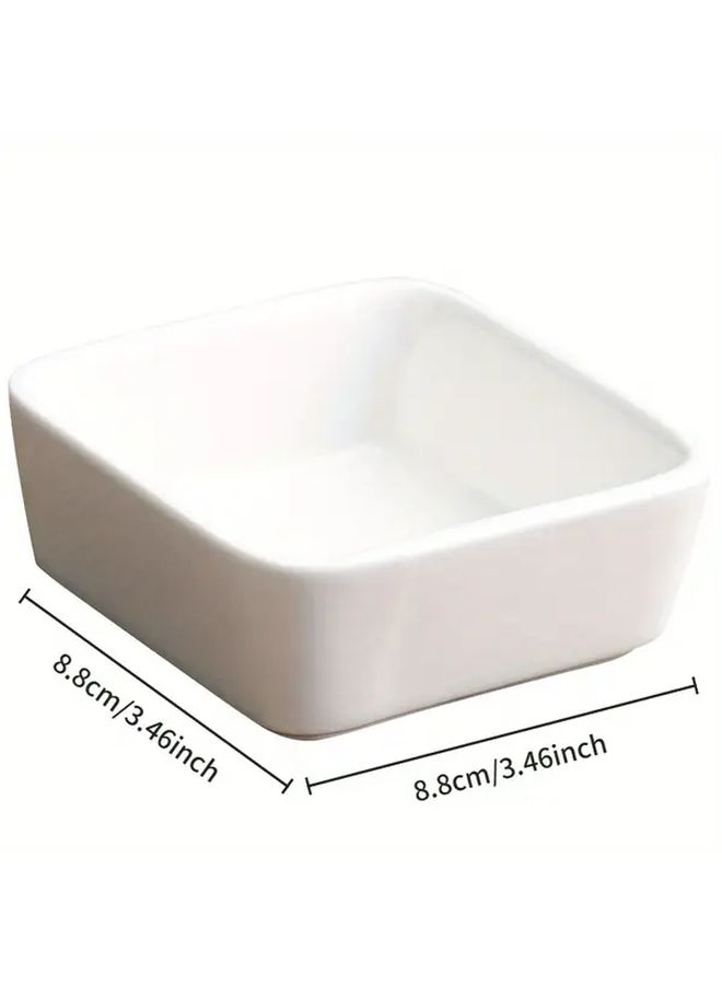 4pcs White Ceramic Small Dishes Square Round Condiment Bowls For Sauces Kimchi BBQ - Image 5