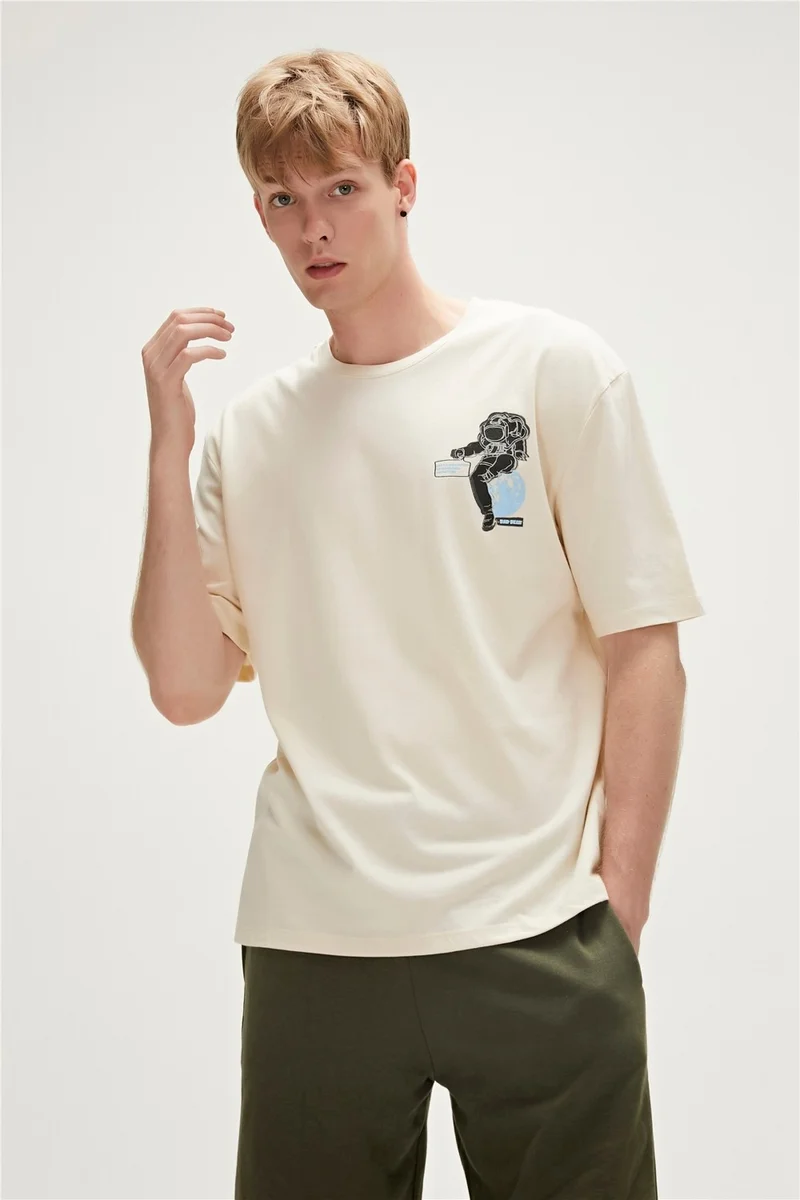 باد بير Re-Life Recycle Marshmallow White T-Shirt Printed Men's T-Shirt