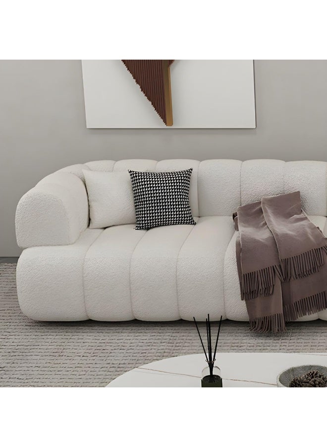 Ripple FURNITURE UAE Homes Wide Contemporary White Sofa with Fabric Pillows, Stationary Seating (3 Seater + Single Chair)  - Image 3