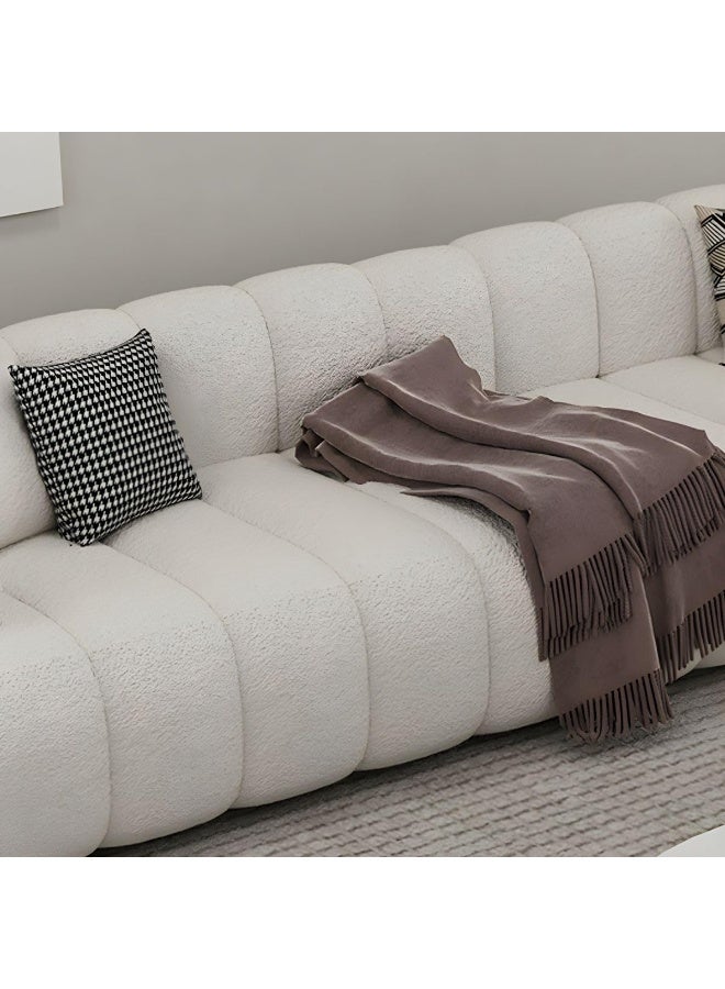 Ripple FURNITURE UAE Homes Wide Contemporary White Sofa with Fabric Pillows, Stationary Seating (3 Seater + Single Chair)  - Image 5